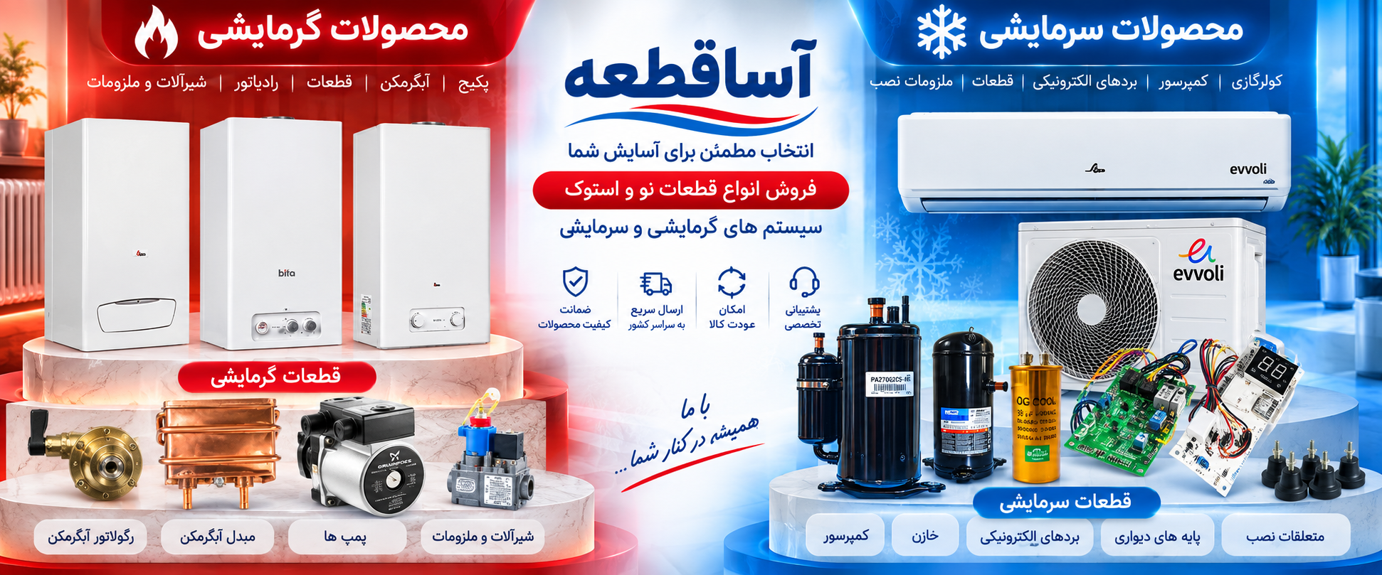 فروشگاه محصولات و قطعات سرمایشی و گرمایشی